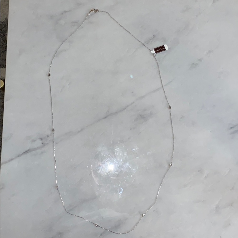 Henri Bendel silver pave station necklace